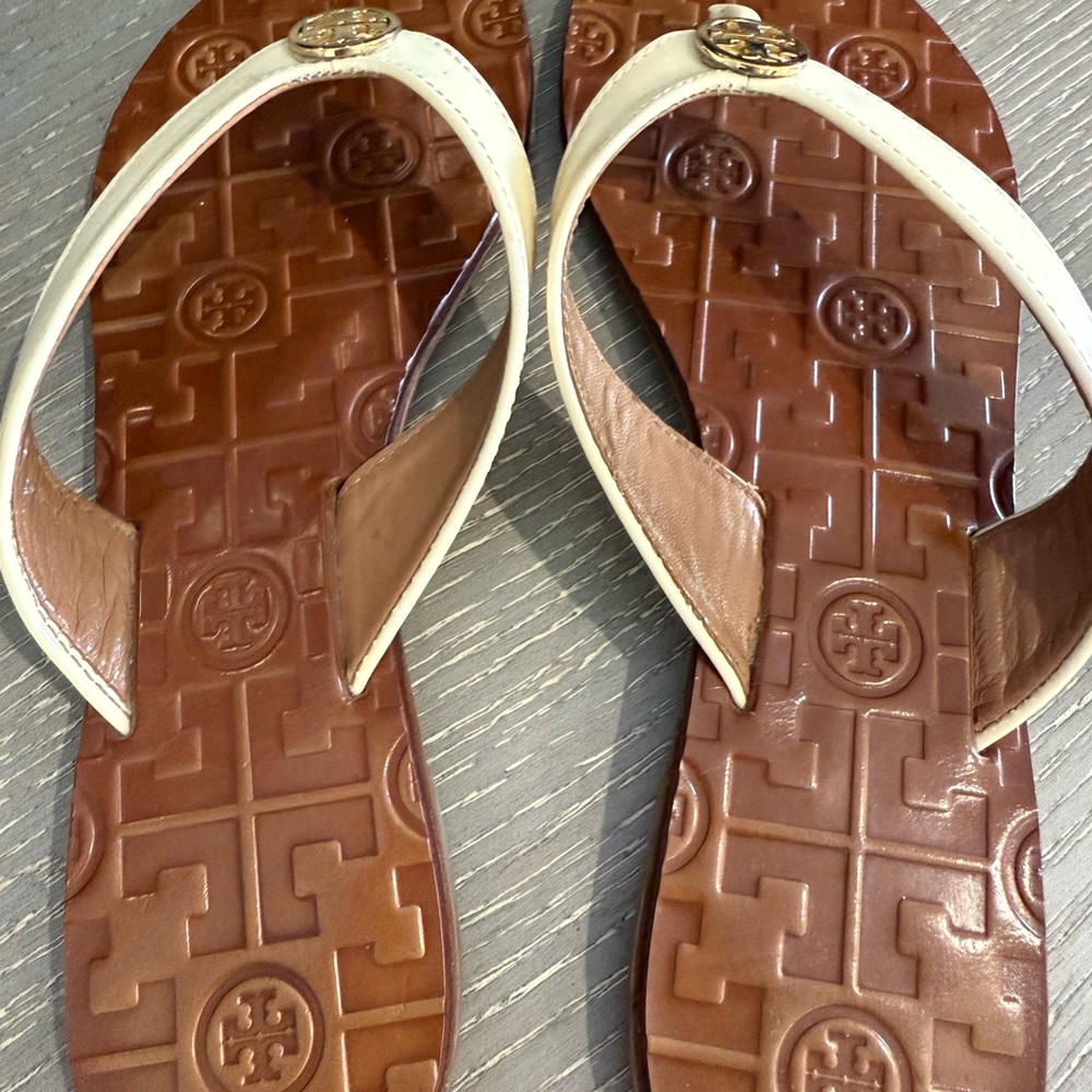Tory Burch Cream and Brown Sandals - Picture 3 of 5